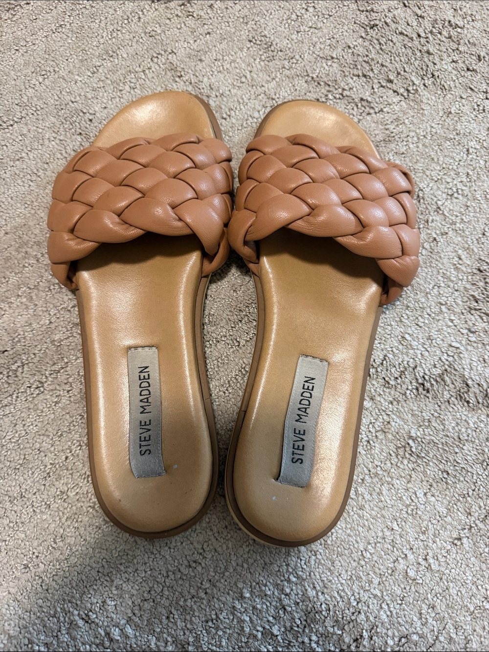 Steve Madden Braided Slide Sandals in Tan/Cognac